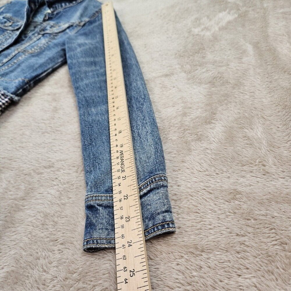 Anthropologie Pilcro and the Letterpress Denim Eyelet Gingham Jean Jacket Sz XS - Picture 5 of 10